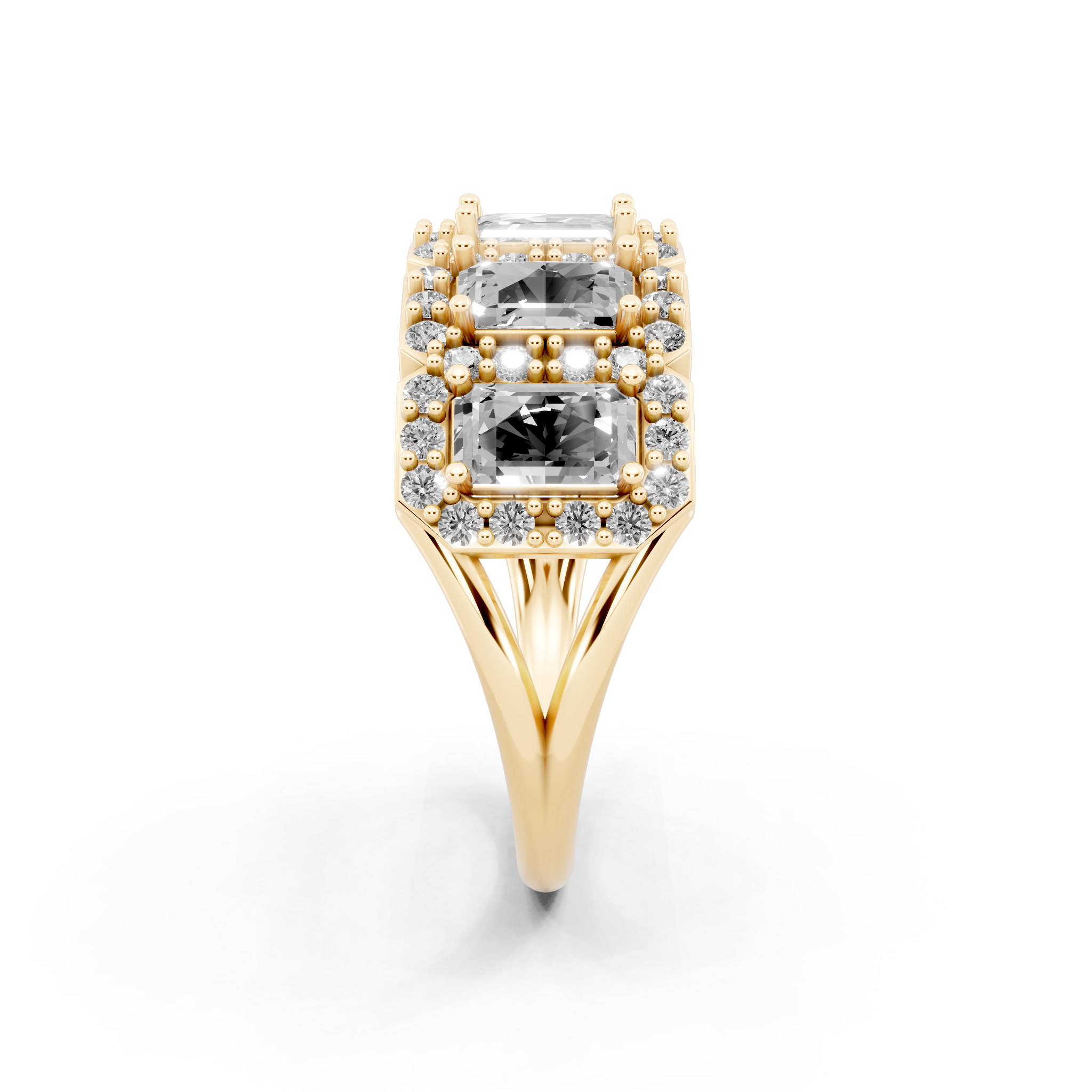 Pave & Halo Framed Emerald-Cut Lab Created Diamond Anniversary Ring for Her