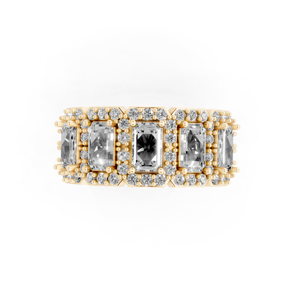 Pave & Halo Framed Emerald-Cut Lab Created Diamond Anniversary Ring for Her