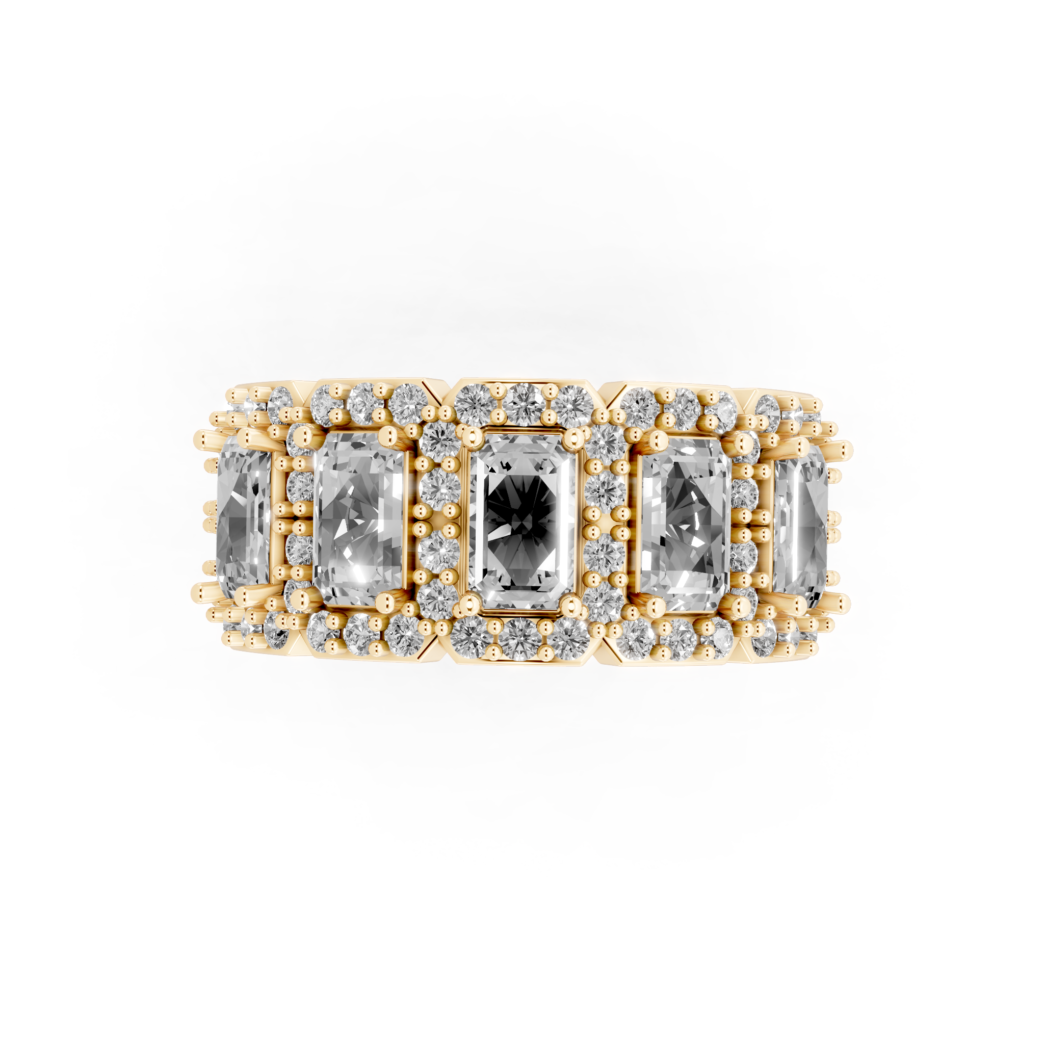 Pave & Halo Framed Emerald-Cut Lab Created Diamond Anniversary Ring for Her