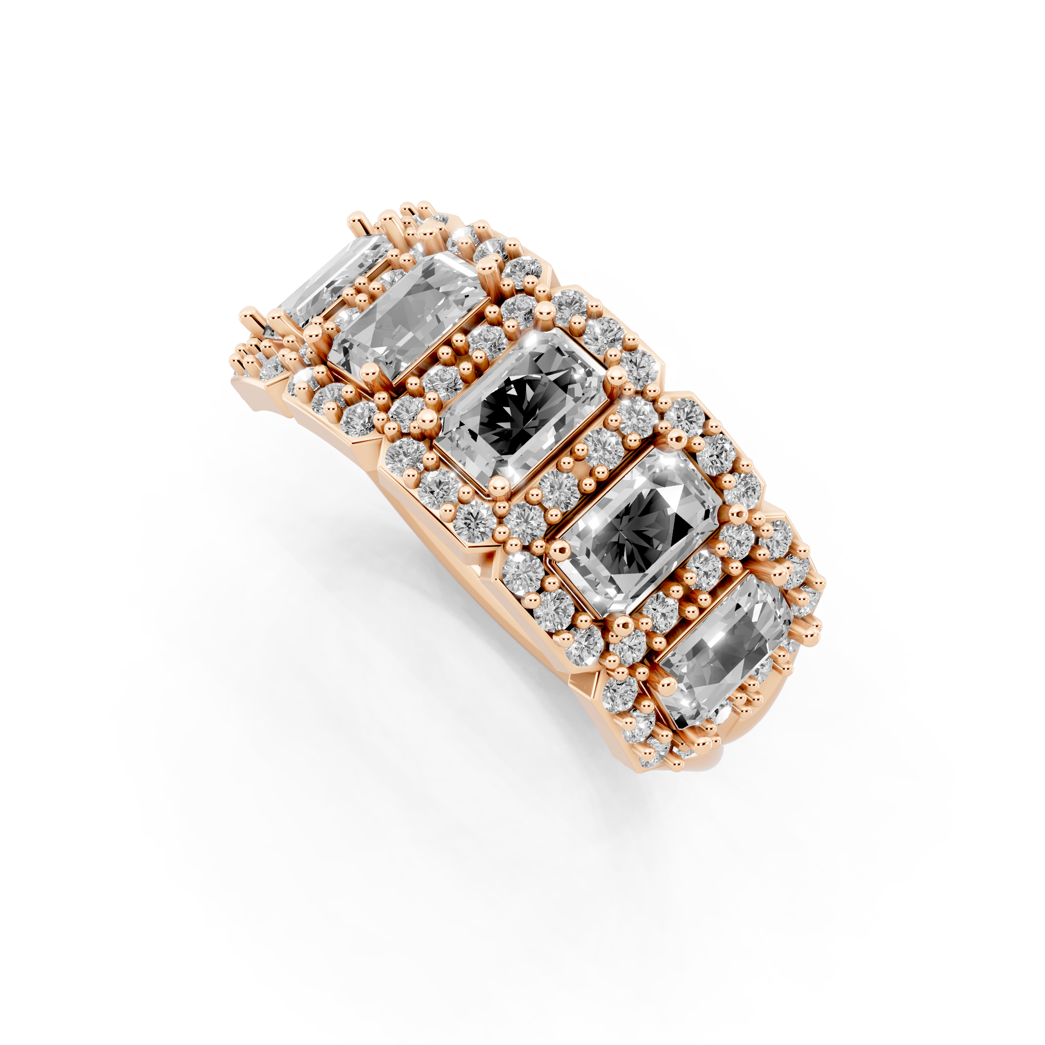 Pave & Halo Framed Emerald-Cut Lab Created Diamond Anniversary Ring for Her