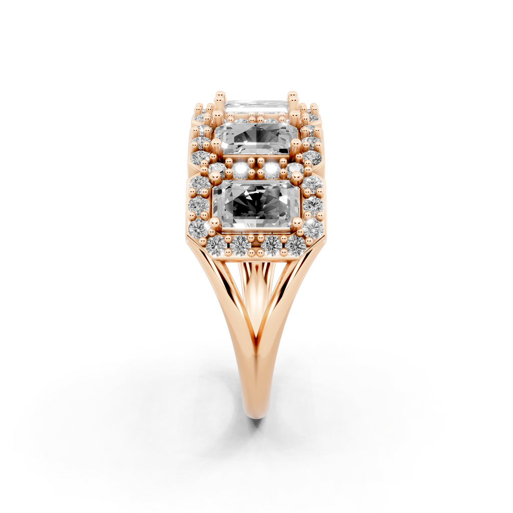 Pave & Halo Framed Emerald-Cut Lab Created Diamond Anniversary Ring for Her