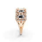 Pave & Halo Framed Emerald-Cut Lab Created Diamond Anniversary Ring for Her