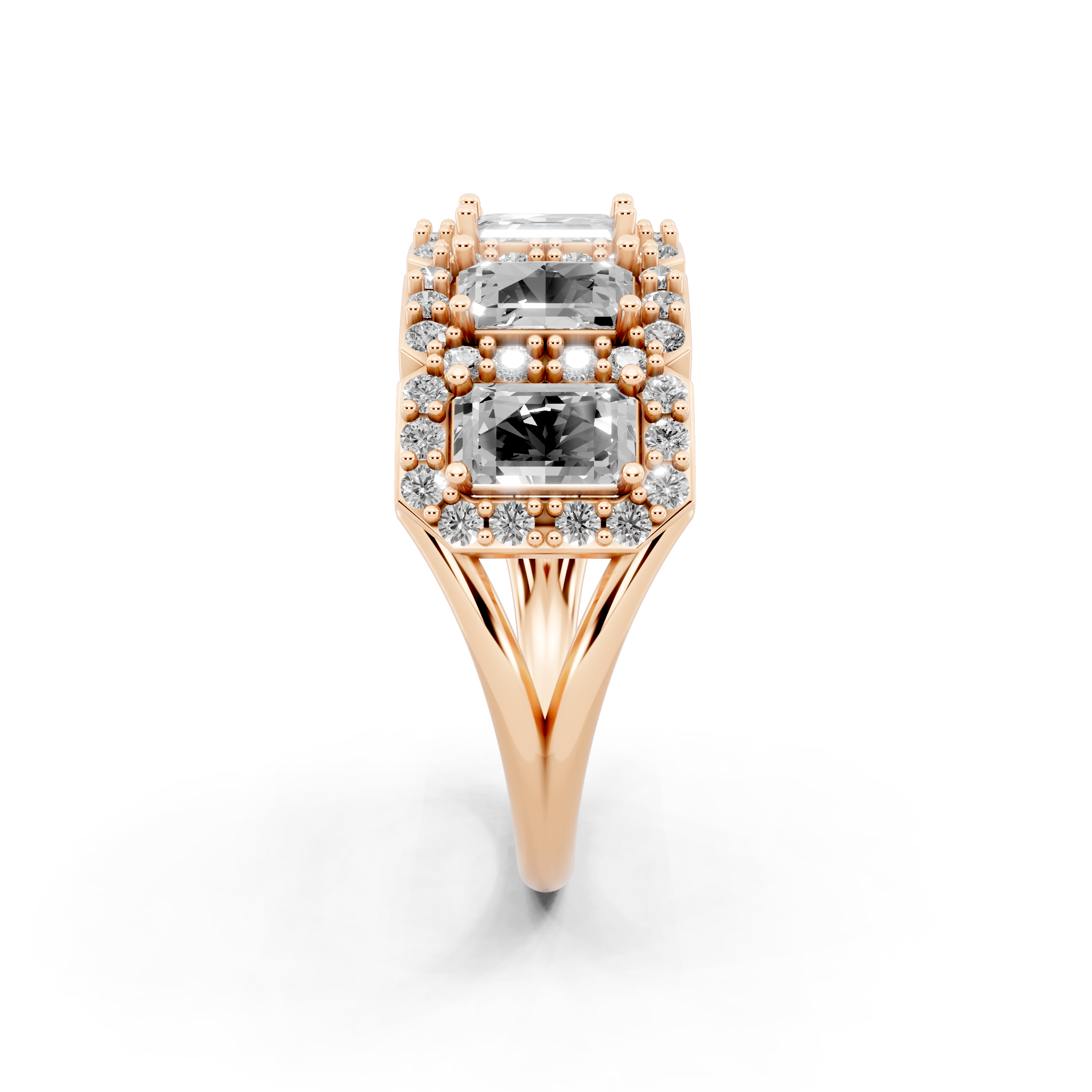 Pave & Halo Framed Emerald-Cut Lab Created Diamond Anniversary Ring for Her