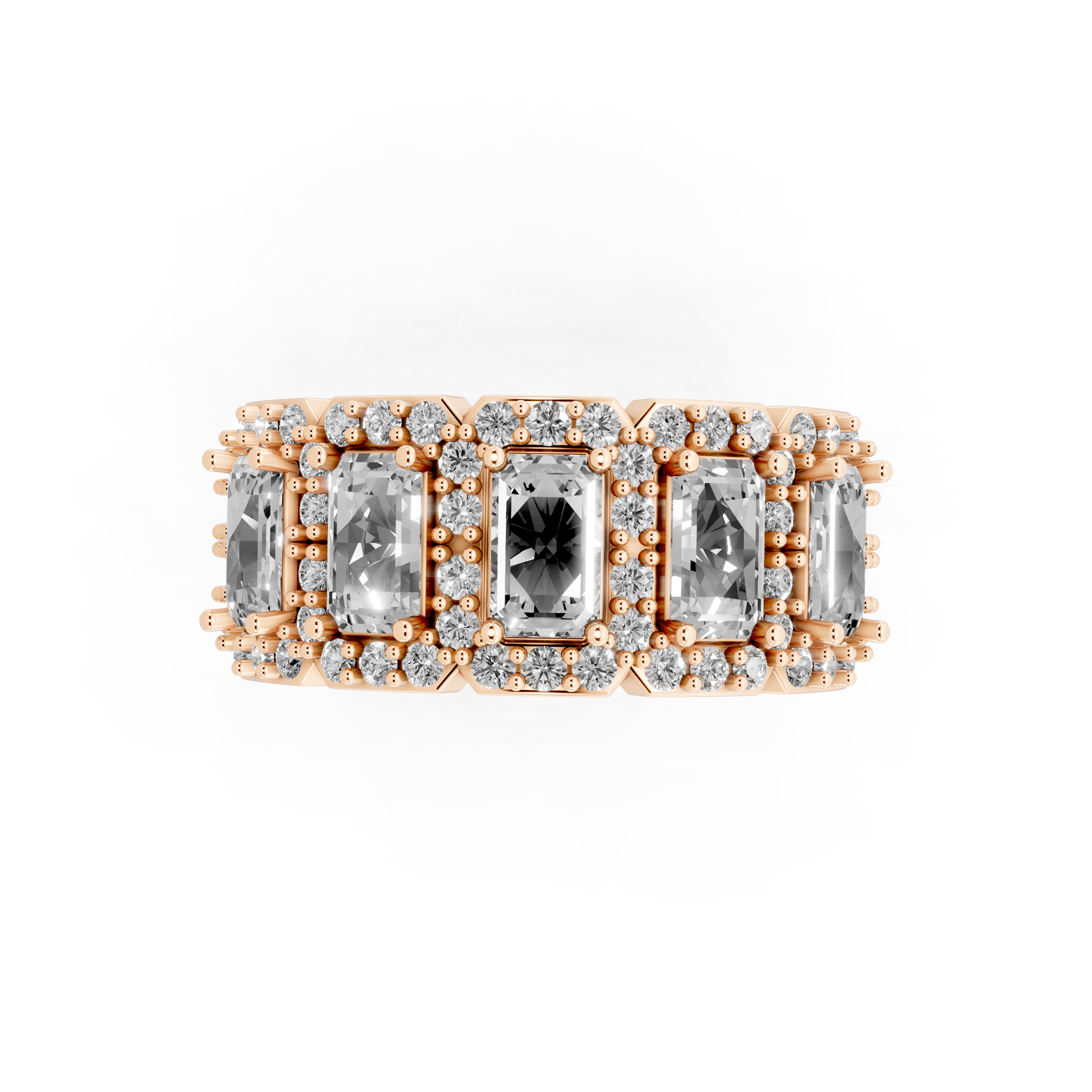 Pave & Halo Framed Emerald-Cut Lab Created Diamond Anniversary Ring for Her