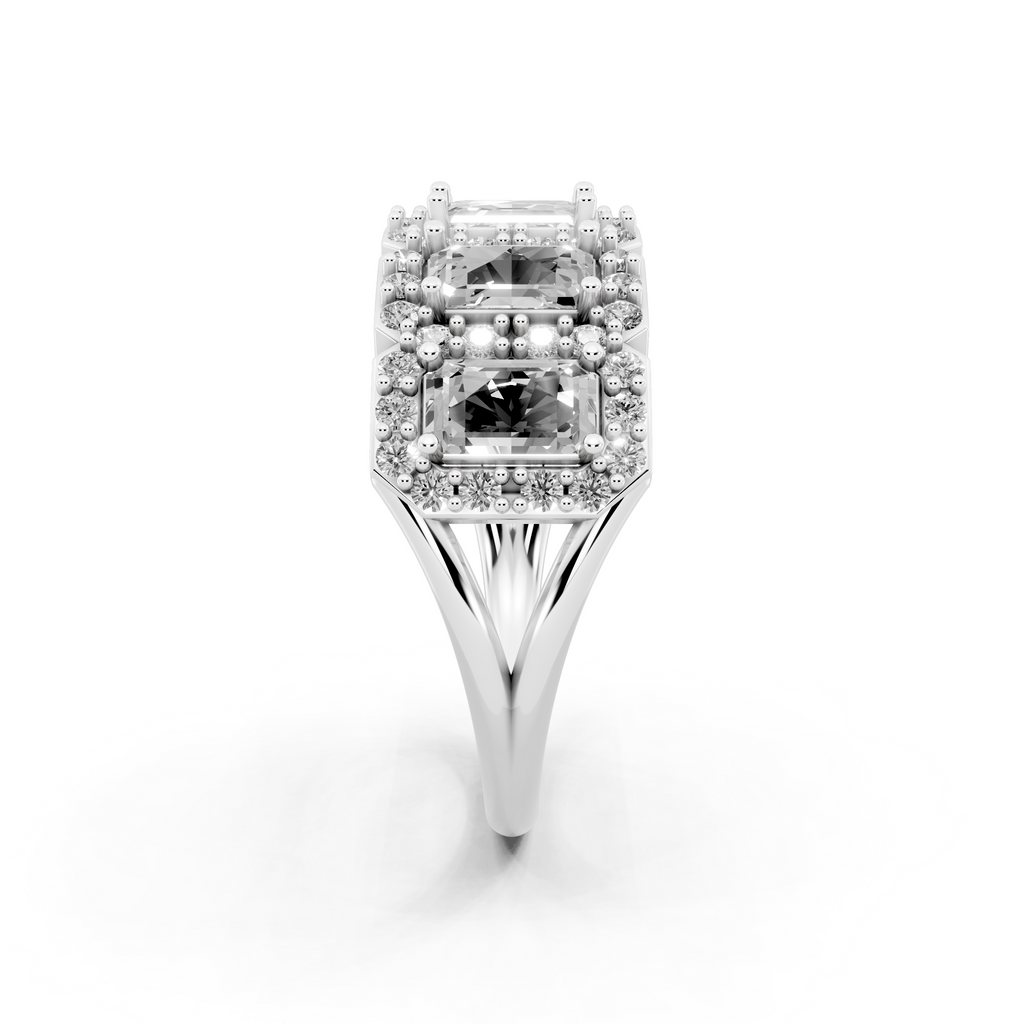 Pave & Halo Framed Emerald-Cut Lab Created Diamond Anniversary Ring for Her