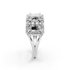 Pave & Halo Framed Emerald-Cut Lab Created Diamond Anniversary Ring for Her
