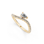 Yellow, White, Rose Gold Tone Pear Solitaire Open Bypass Ring in 18K