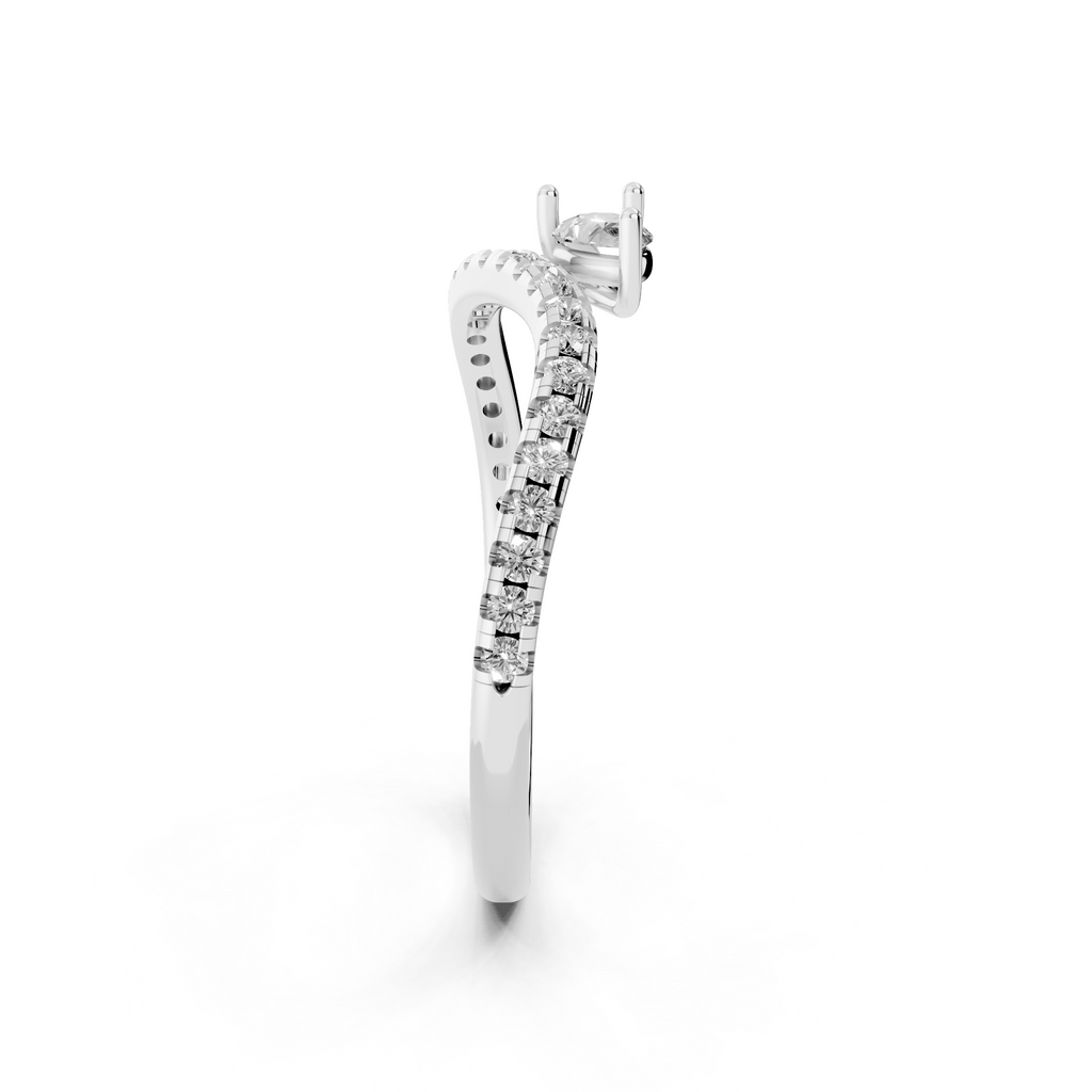 Yellow, White, Rose Gold Tone Pear Solitaire Open Bypass Ring in 18K