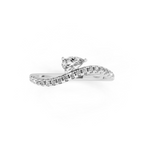 Yellow, White, Rose Gold Tone Pear Solitaire Open Bypass Ring in 18K