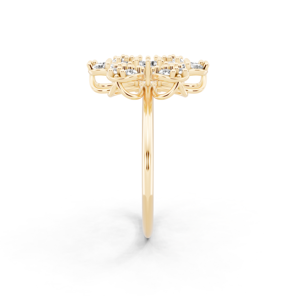 Elegant Floral Cluster Lab Grown Diamond Ring in Gold for Gift & Occasion Wear