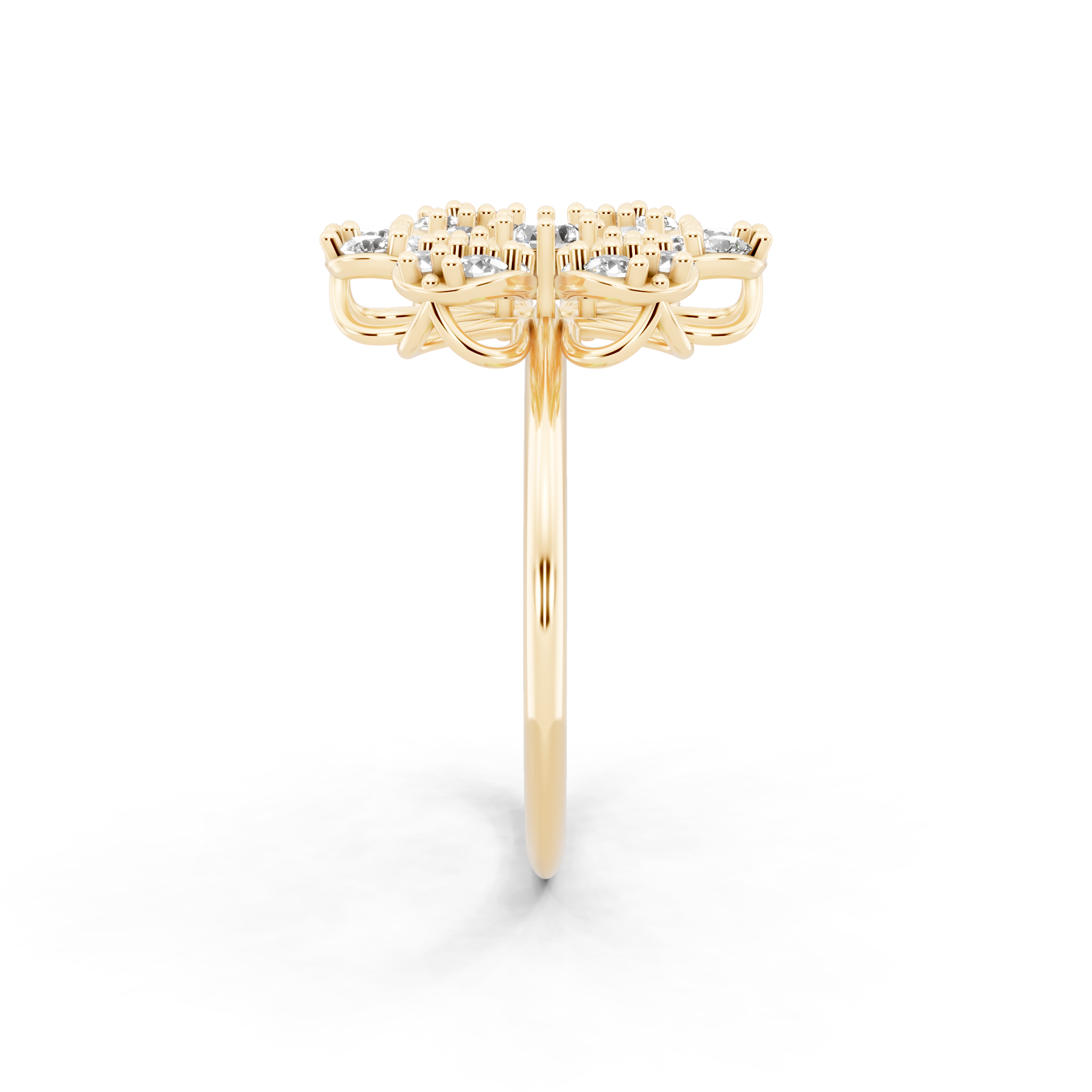 Elegant Floral Cluster Lab Grown Diamond Ring in Gold for Gift & Occasion Wear