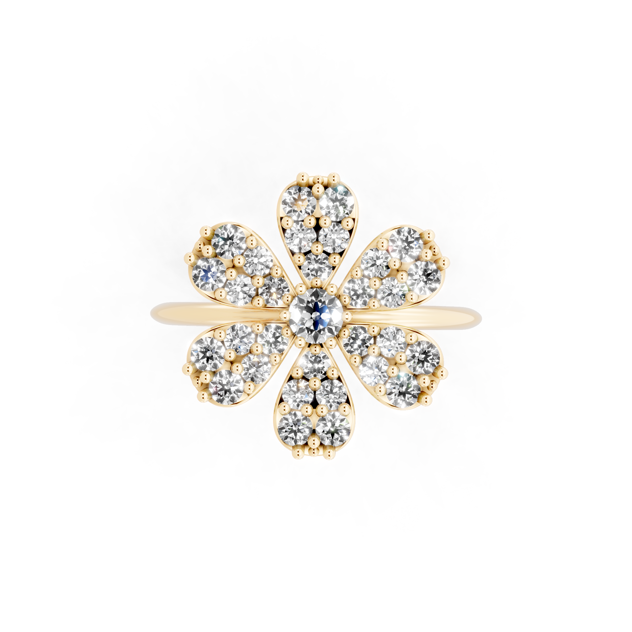 Elegant Floral Cluster Lab Grown Diamond Ring in Gold for Gift & Occasion Wear