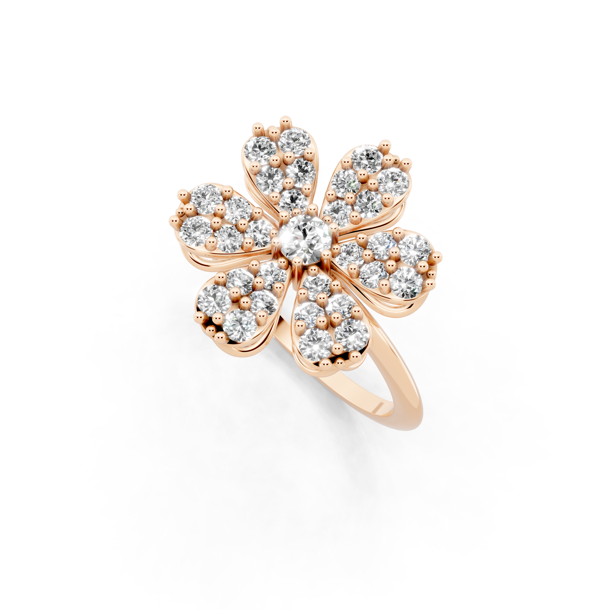 Elegant Floral Cluster Lab Grown Diamond Ring in Gold for Gift & Occasion Wear