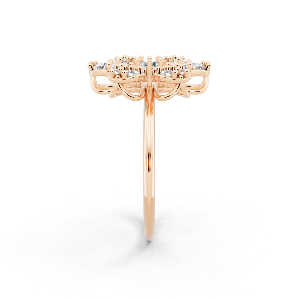 Elegant Floral Cluster Lab Grown Diamond Ring in Gold for Gift & Occasion Wear
