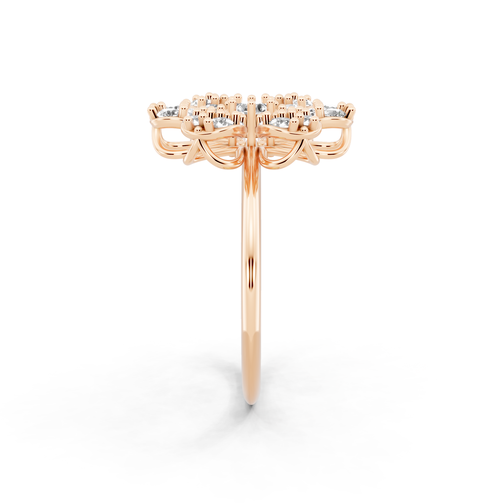 Elegant Floral Cluster Lab Grown Diamond Ring in Gold for Gift & Occasion Wear