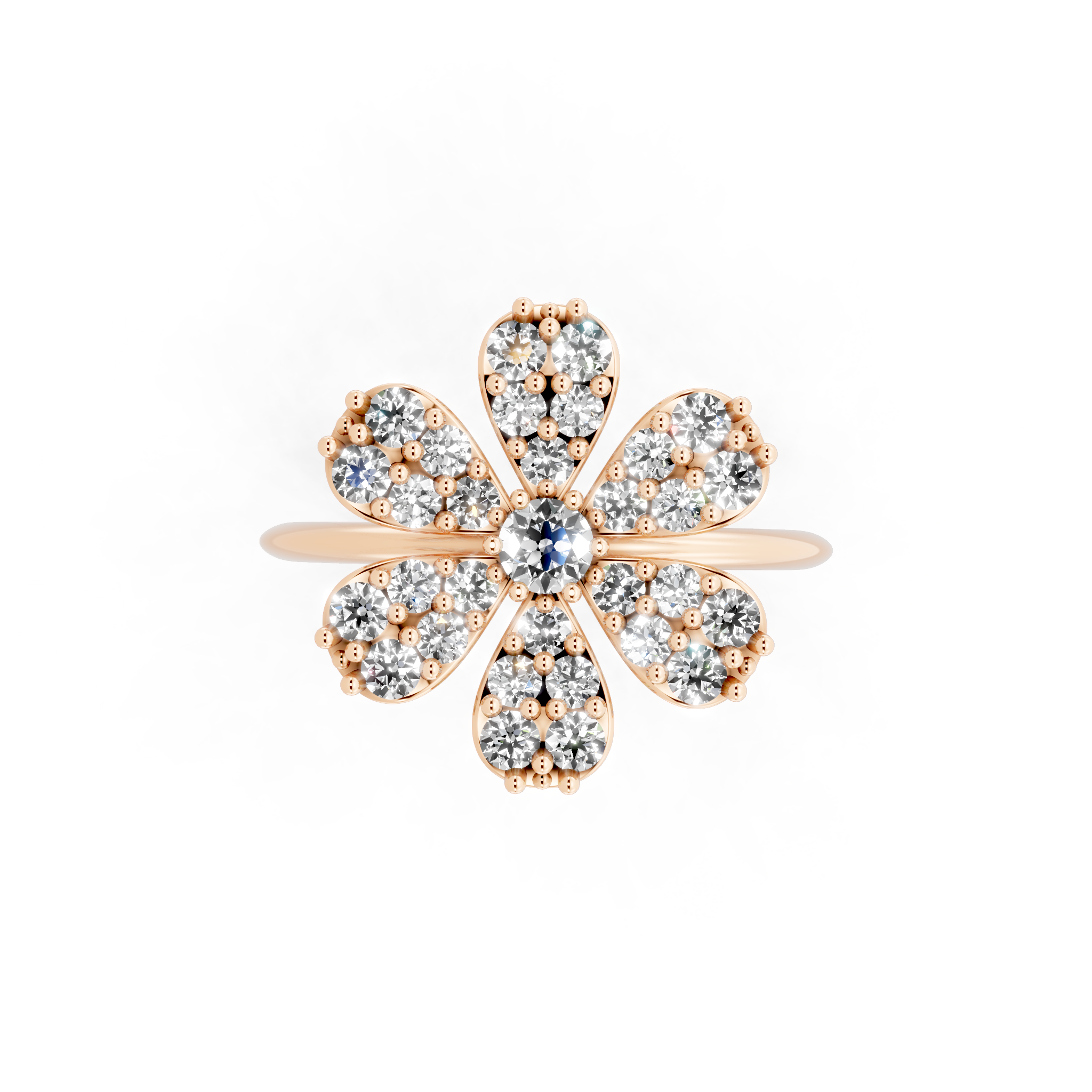 Elegant Floral Cluster Lab Grown Diamond Ring in Gold for Gift & Occasion Wear