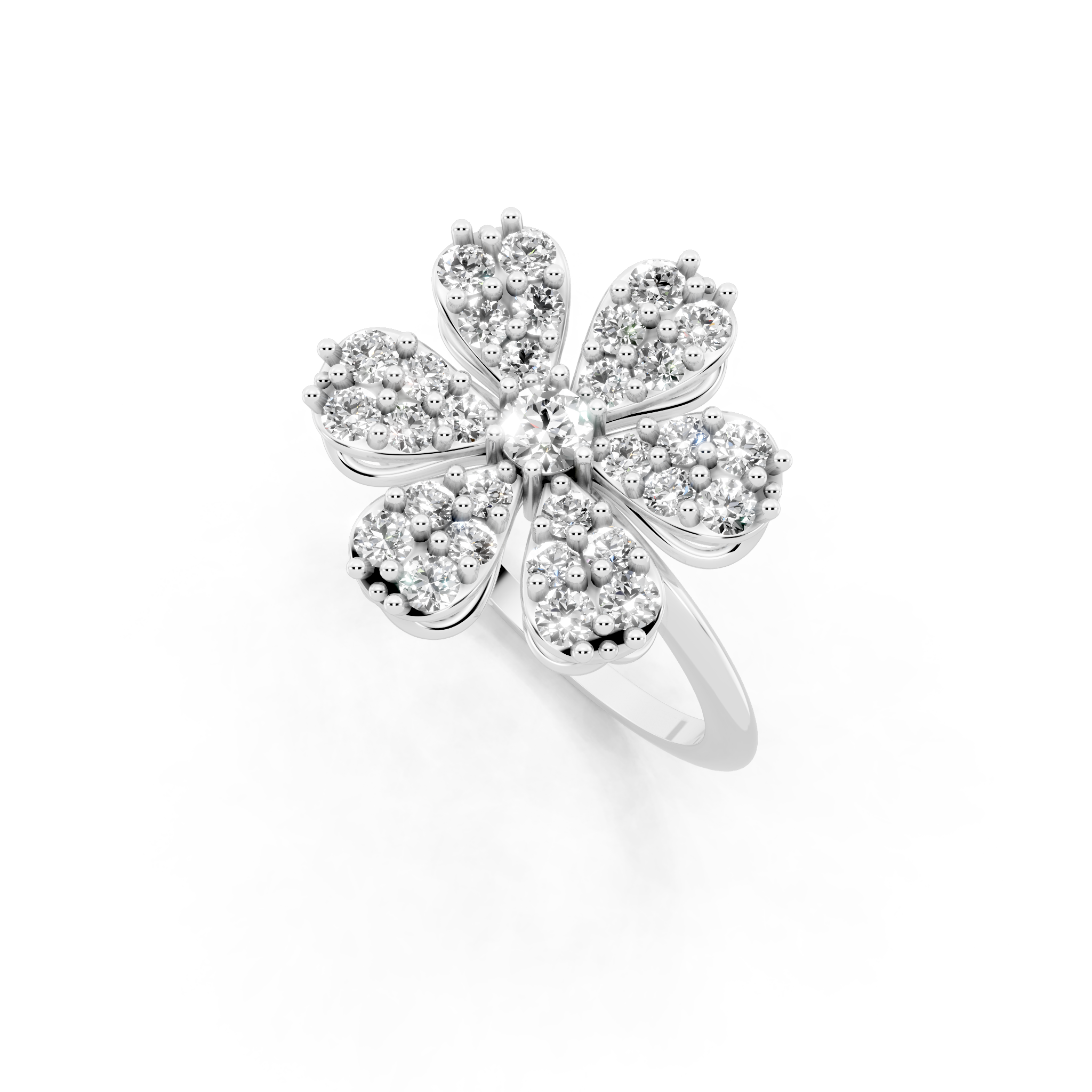 Elegant Floral Cluster Lab Grown Diamond Ring in Gold for Gift & Occasion Wear