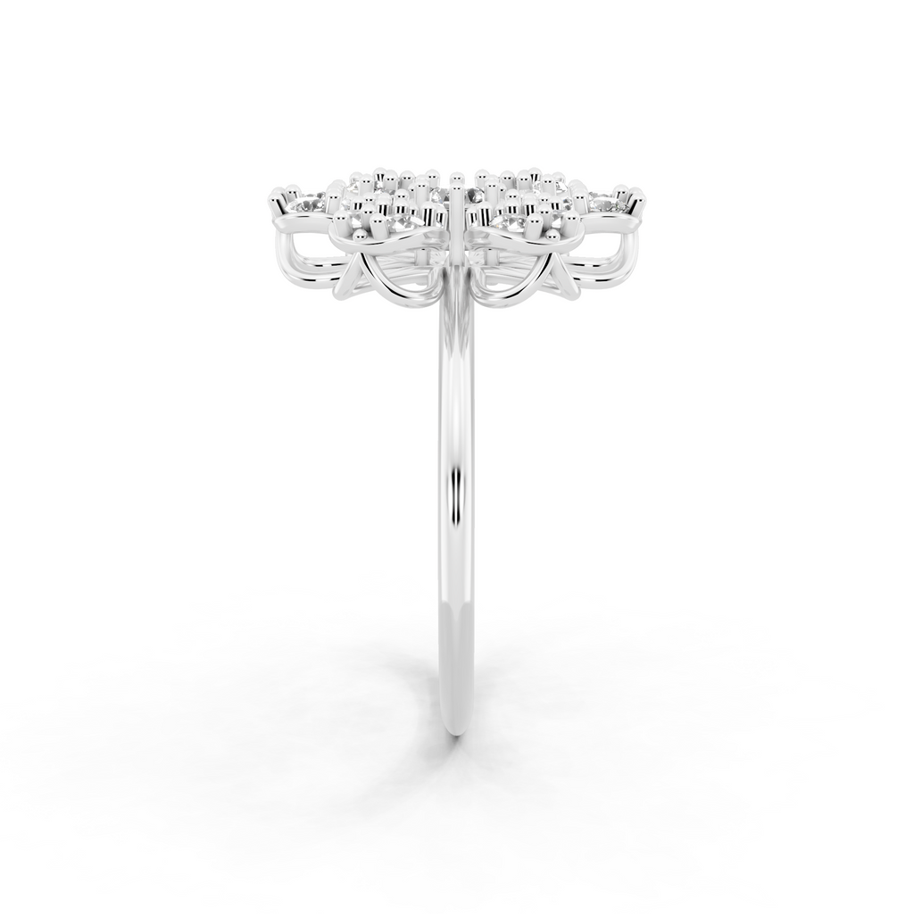 Elegant Floral Cluster Lab Grown Diamond Ring in Gold for Gift & Occasion Wear
