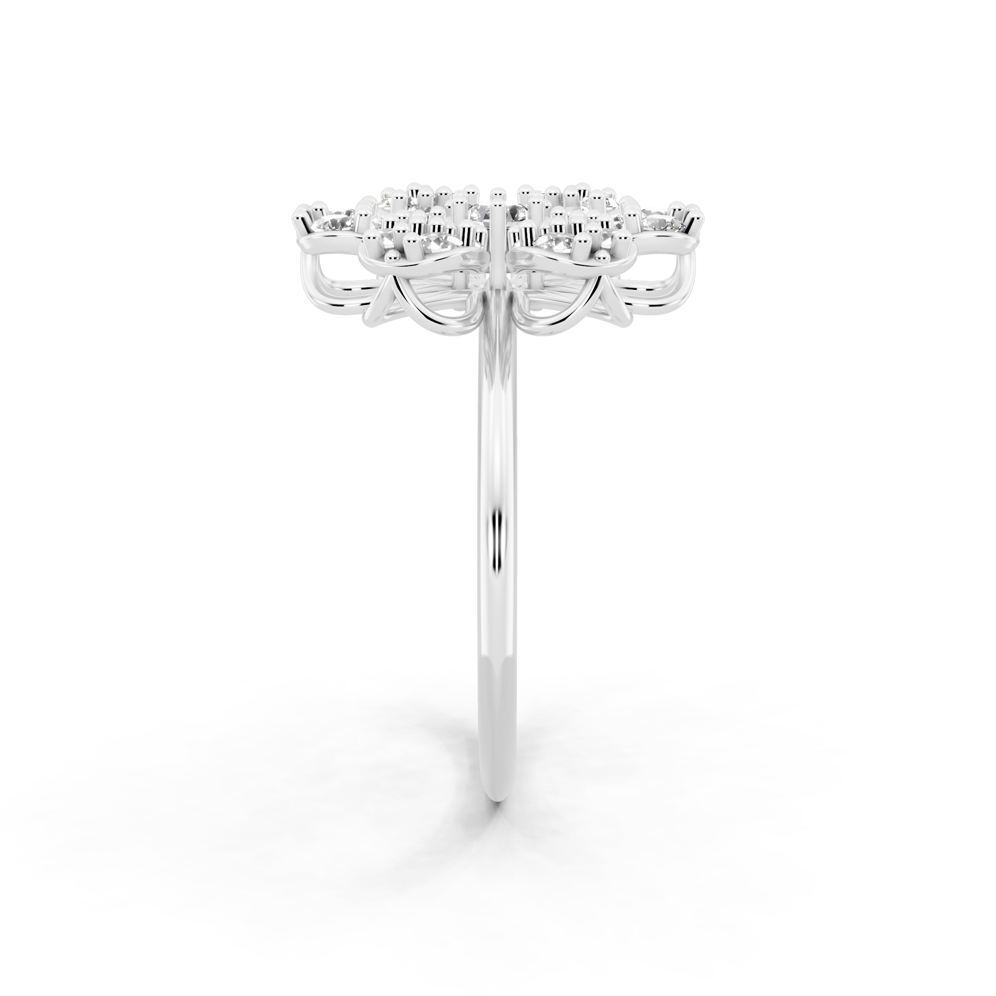 Elegant Floral Cluster Lab Grown Diamond Ring in Gold for Gift & Occasion Wear