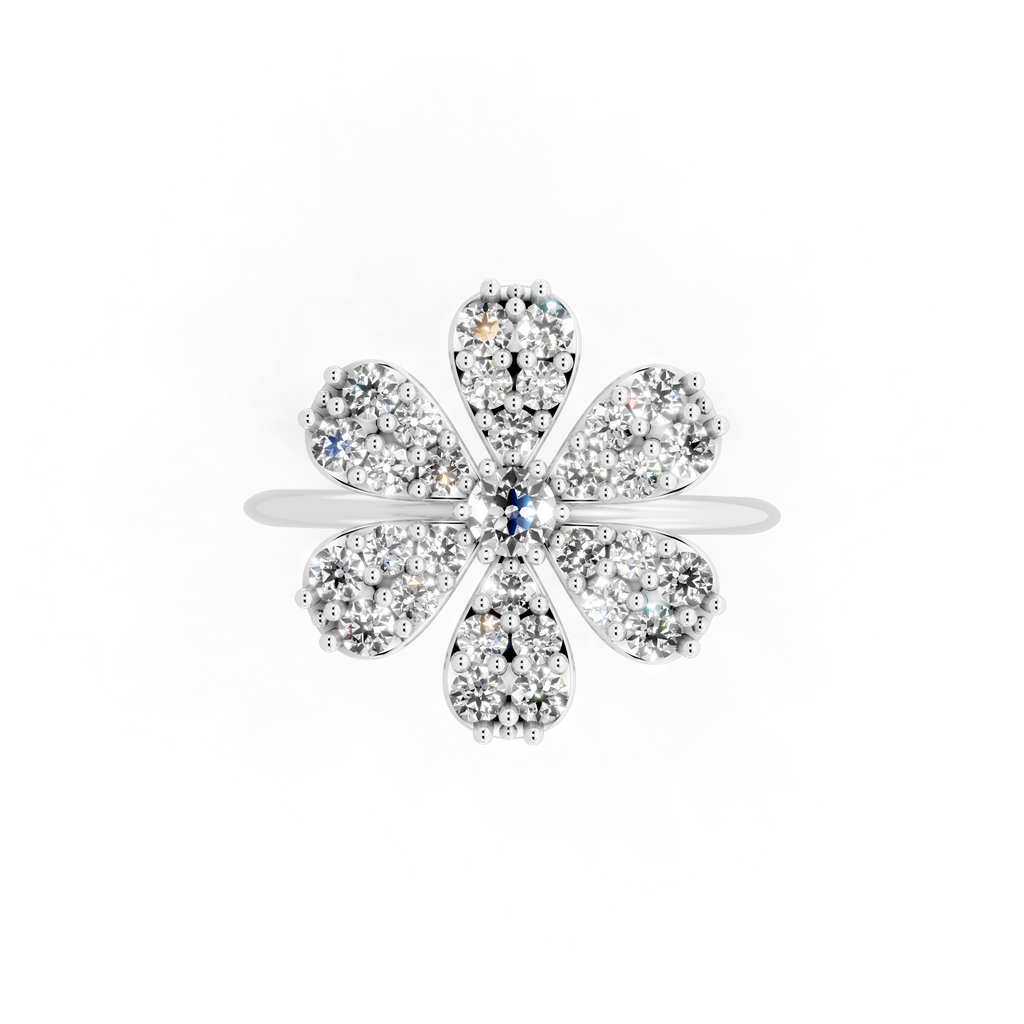 Elegant Floral Cluster Lab Grown Diamond Ring in Gold for Gift & Occasion Wear