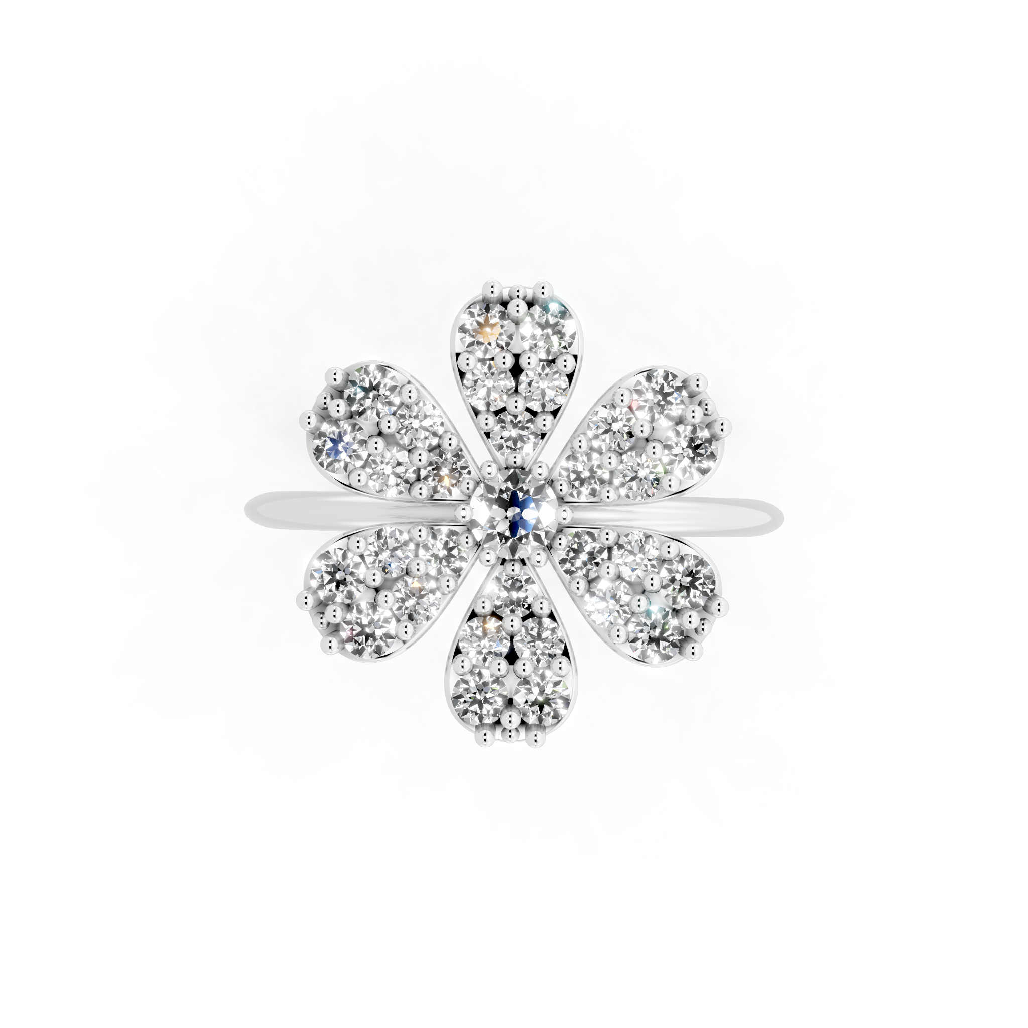 Elegant Floral Cluster Lab Grown Diamond Ring in Gold for Gift & Occasion Wear
