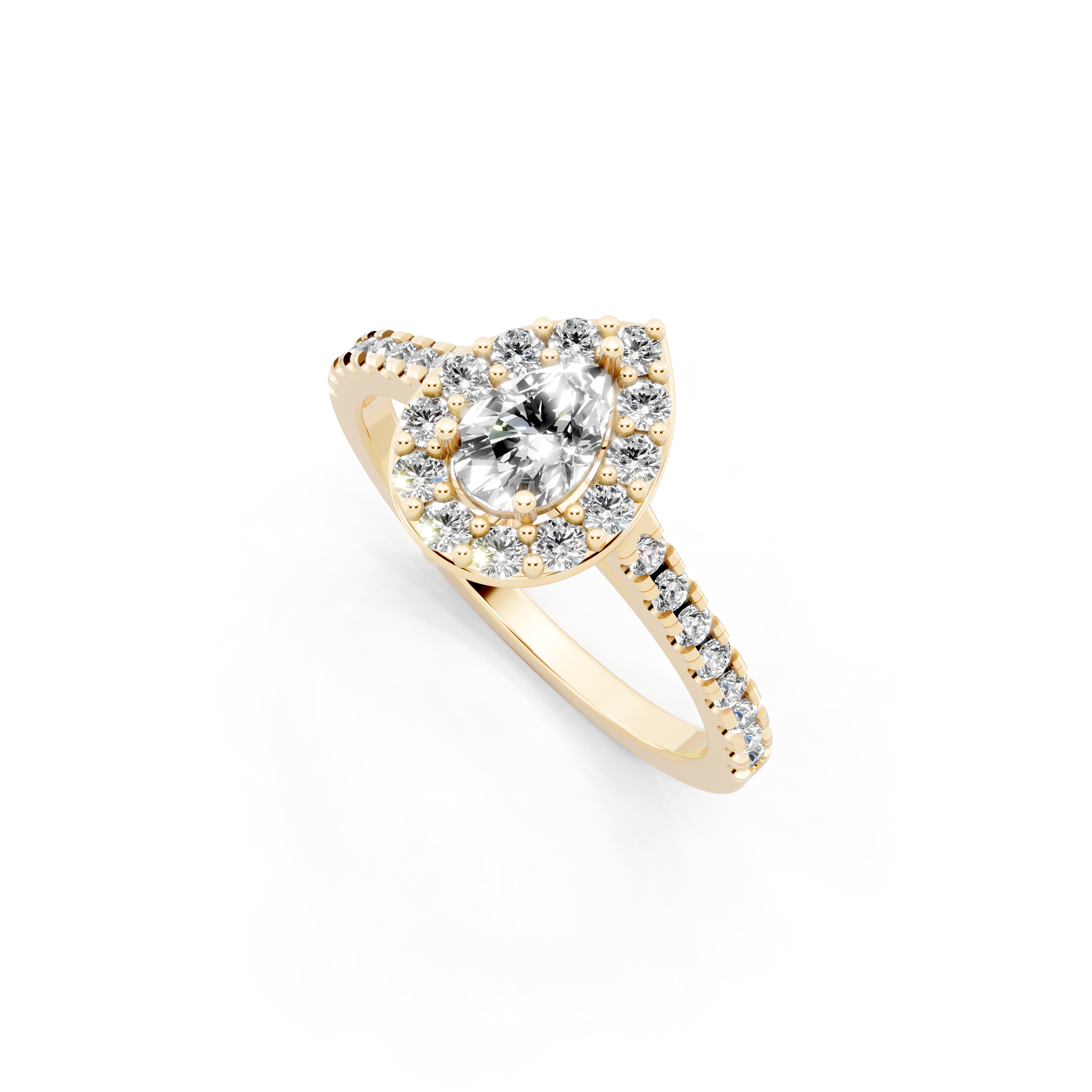 Aurelia Teardrop Halo Pavé Ring with Pear & Round Brilliant Cut Lab Created Diamond