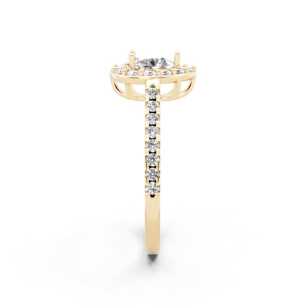 Aurelia Teardrop Halo Pavé Ring with Pear & Round Brilliant Cut Lab Created Diamond