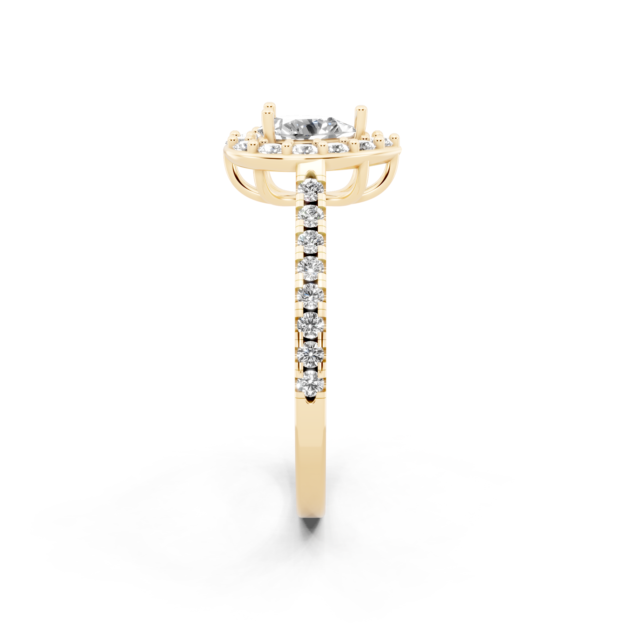 Aurelia Teardrop Halo Pavé Ring with Pear & Round Brilliant Cut Lab Created Diamond
