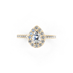 Aurelia Teardrop Halo Pavé Ring with Pear & Round Brilliant Cut Lab Created Diamond