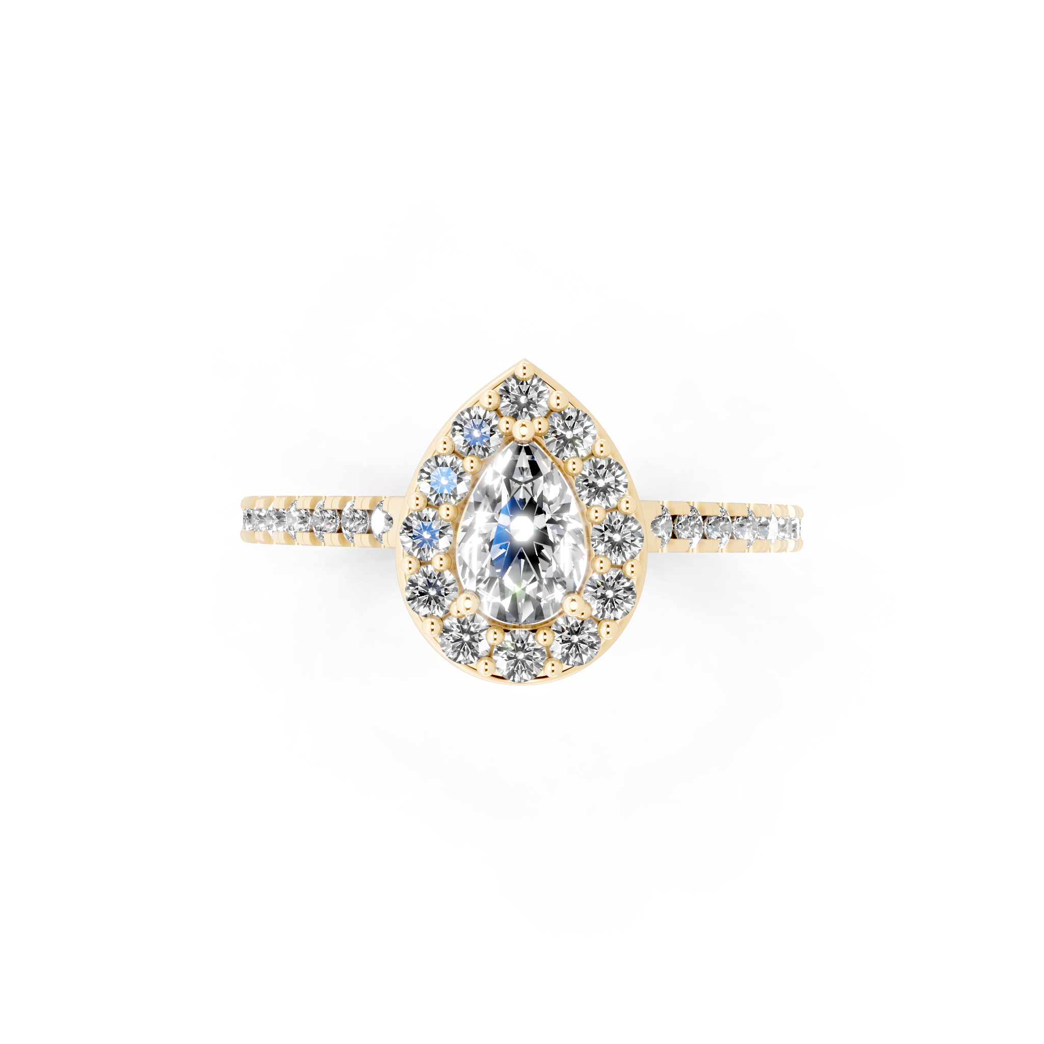 Aurelia Teardrop Halo Pavé Ring with Pear & Round Brilliant Cut Lab Created Diamond