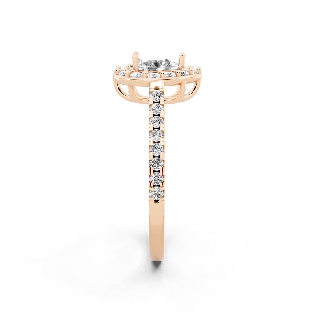 Aurelia Teardrop Halo Pavé Ring with Pear & Round Brilliant Cut Lab Created Diamond