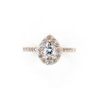Aurelia Teardrop Halo Pavé Ring with Pear & Round Brilliant Cut Lab Created Diamond