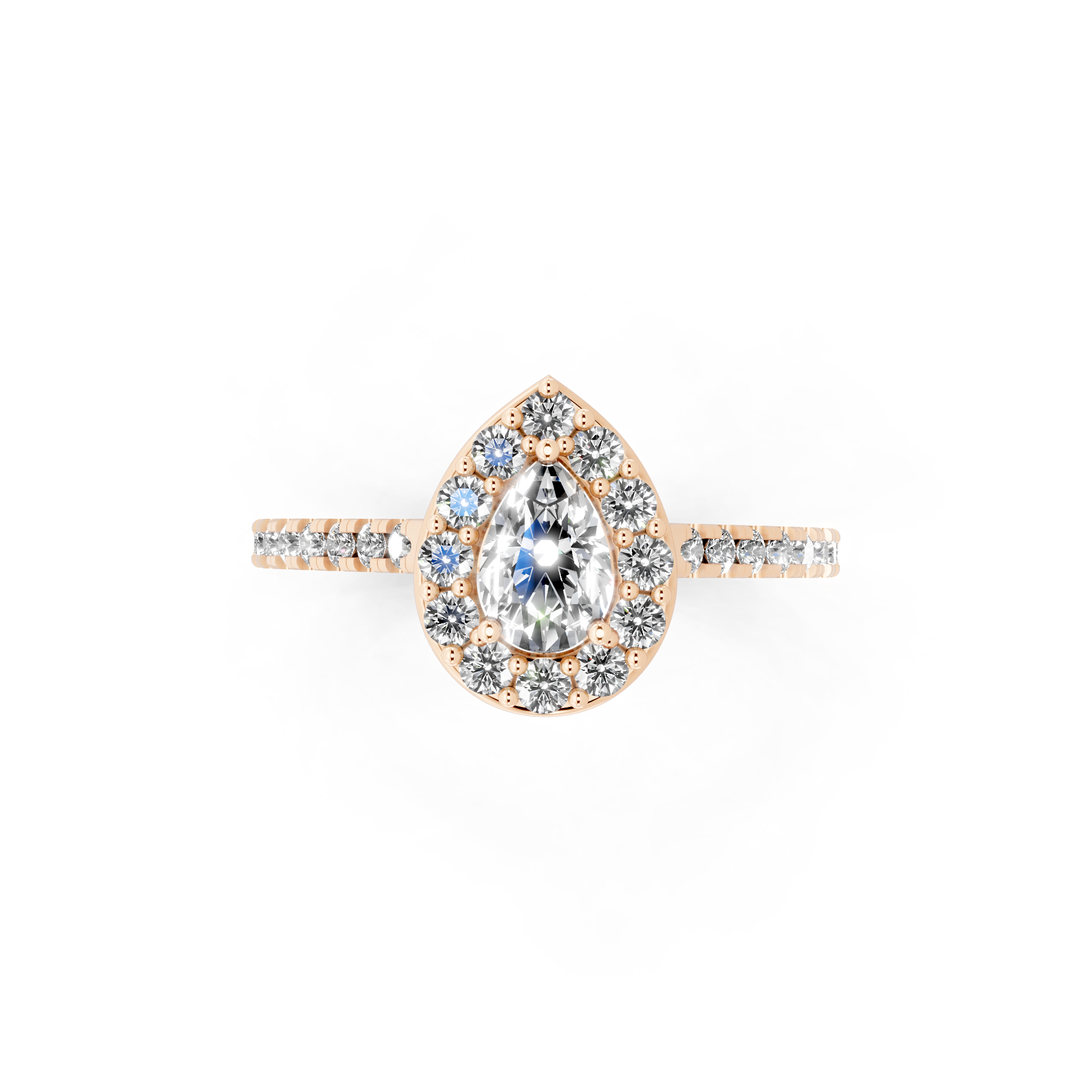 Aurelia Teardrop Halo Pavé Ring with Pear & Round Brilliant Cut Lab Created Diamond