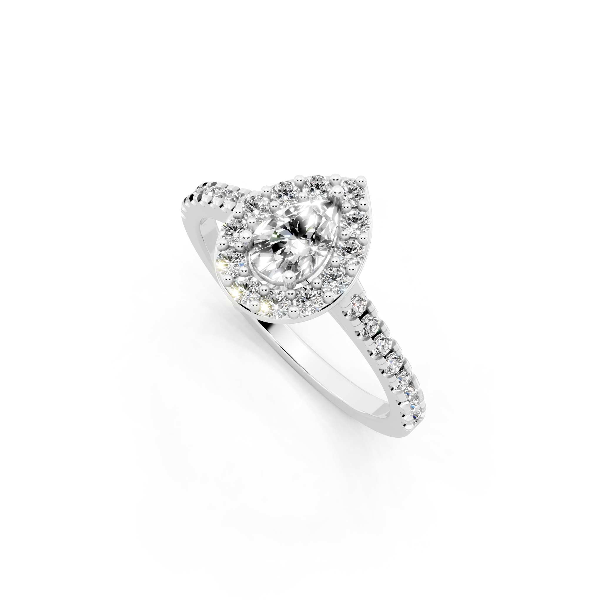Aurelia Teardrop Halo Pavé Ring with Pear & Round Brilliant Cut Lab Created Diamond