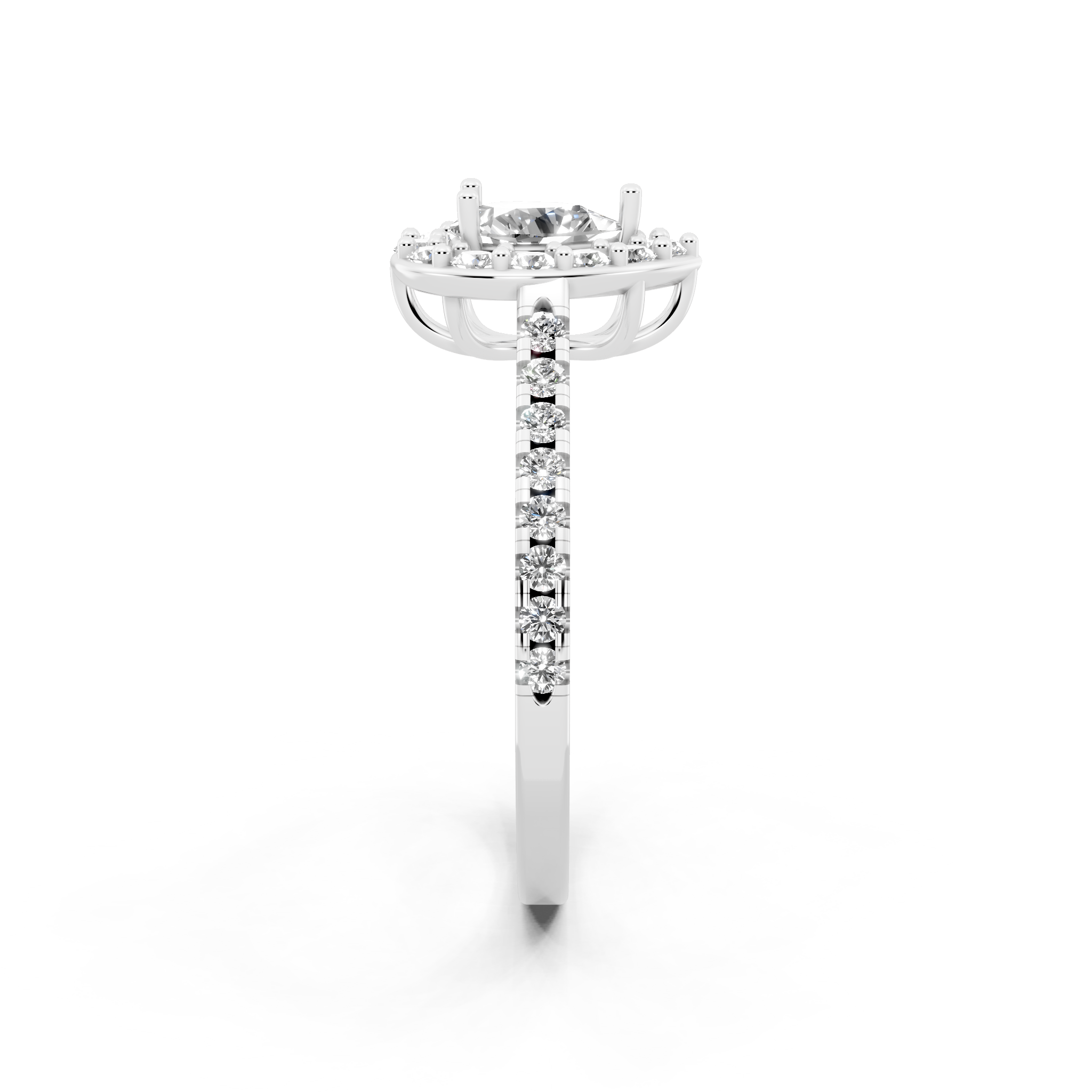 Aurelia Teardrop Halo Pavé Ring with Pear & Round Brilliant Cut Lab Created Diamond