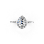Aurelia Teardrop Halo Pavé Ring with Pear & Round Brilliant Cut Lab Created Diamond