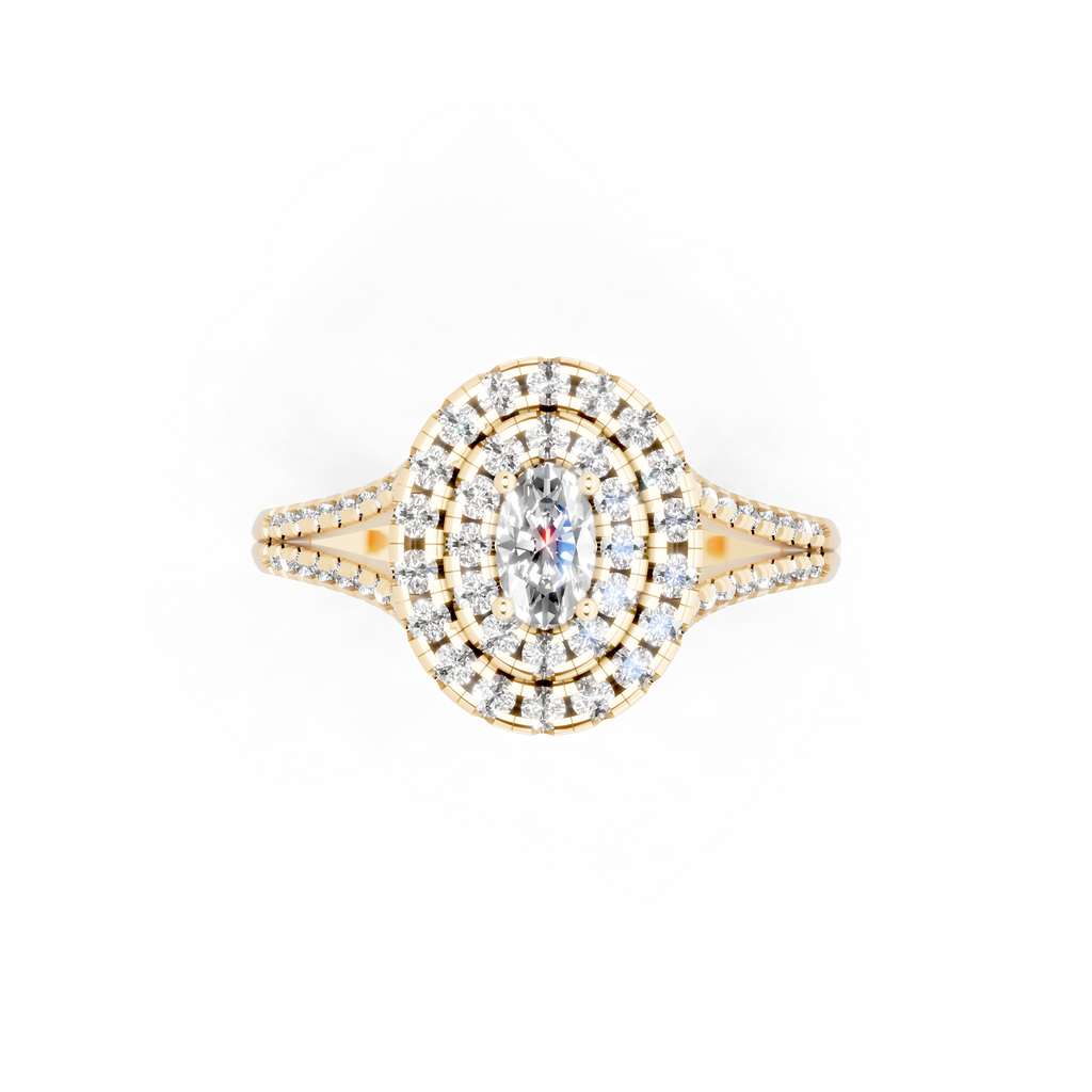 Oval Halo Lab Grown Diamond Style Ring in 14K Gold