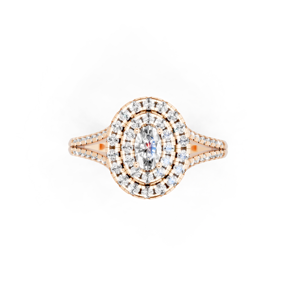 Oval Halo Lab Grown Diamond Style Ring in 14K Gold