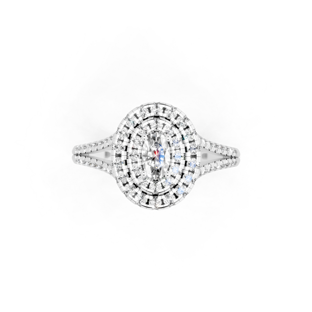 Oval Halo Lab Grown Diamond Style Ring in 14K Gold