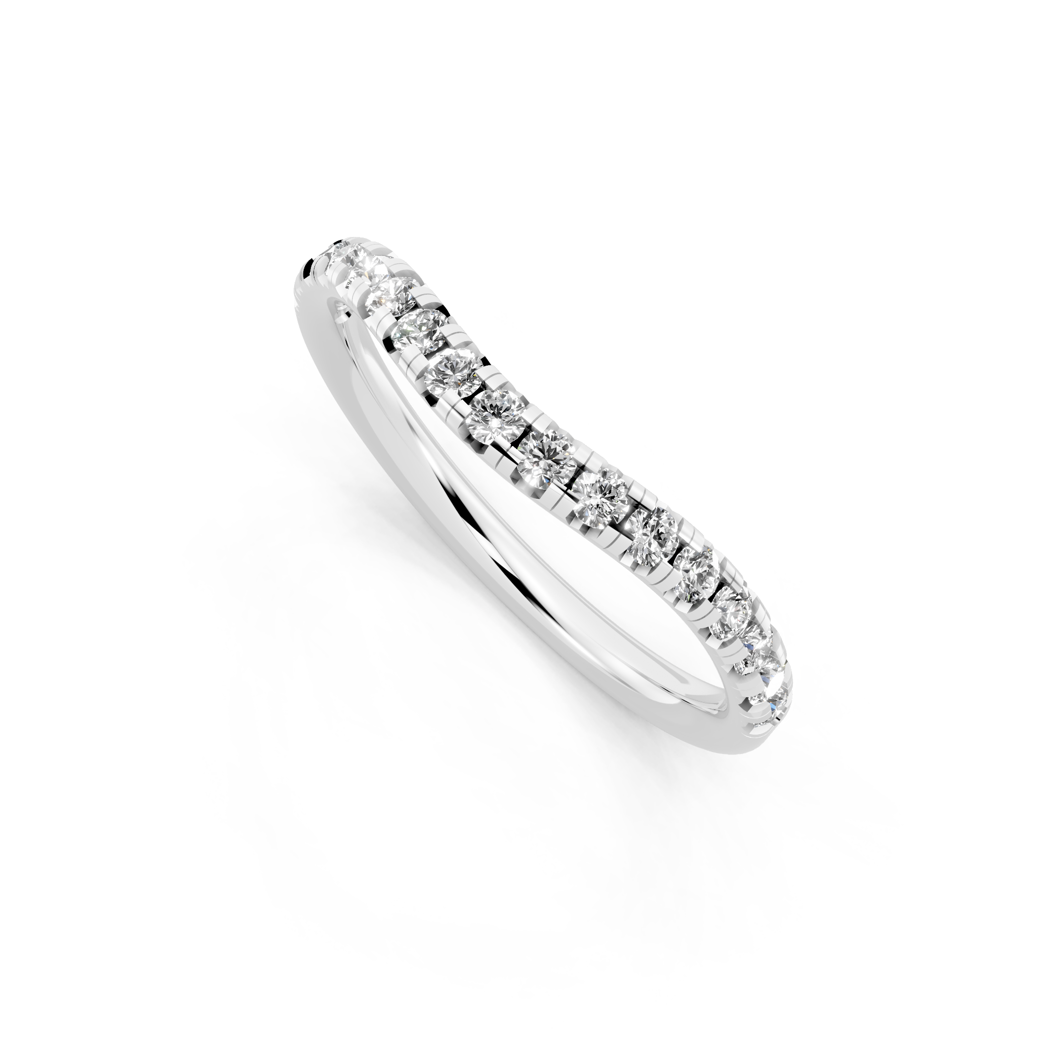 Fine Round Brilliant Lab Created Diamond Curve Ring for Women