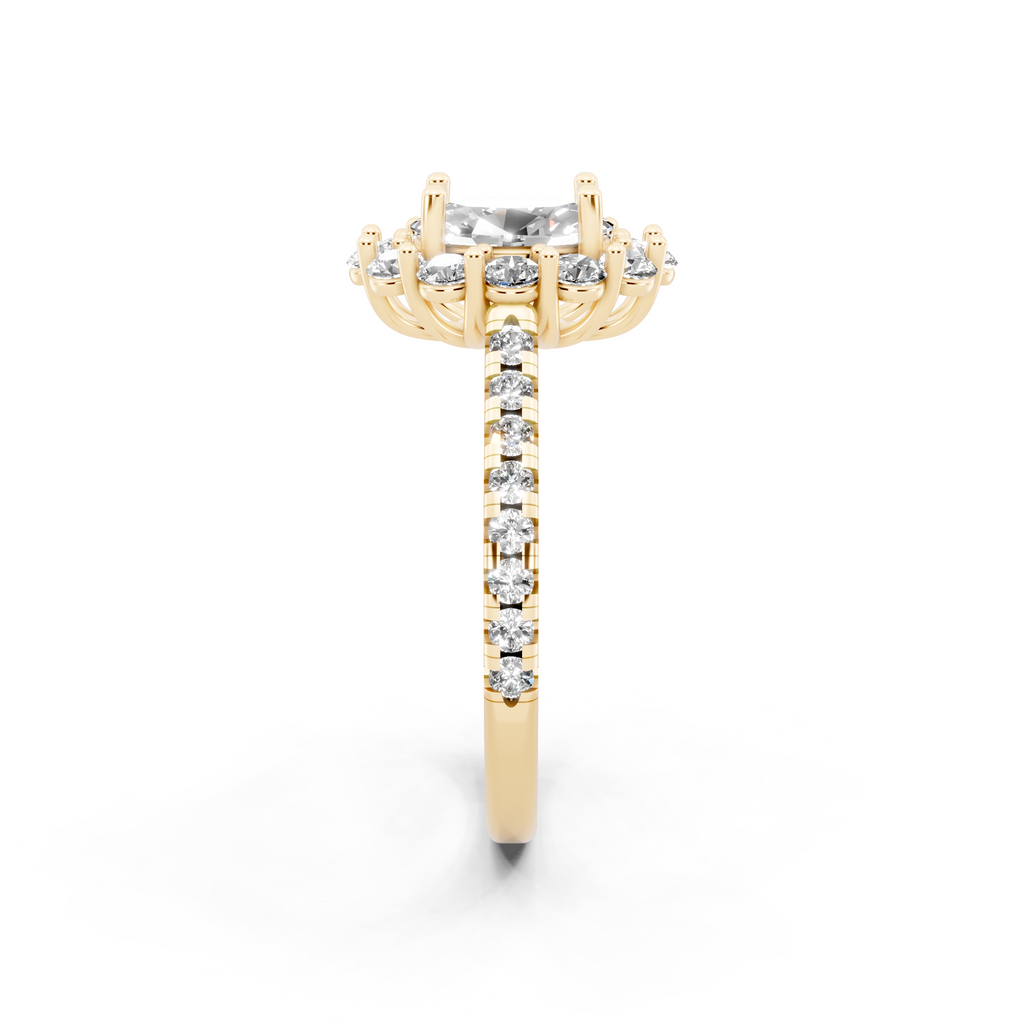 Unique Oval Halo Lab Grown Diamond Engagement Ring with Pave Band