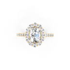 Unique Oval Halo Lab Grown Diamond Engagement Ring with Pave Band