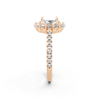 Unique Oval Halo Lab Grown Diamond Engagement Ring with Pave Band