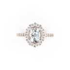 Unique Oval Halo Lab Grown Diamond Engagement Ring with Pave Band