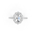 Unique Oval Halo Lab Grown Diamond Engagement Ring with Pave Band