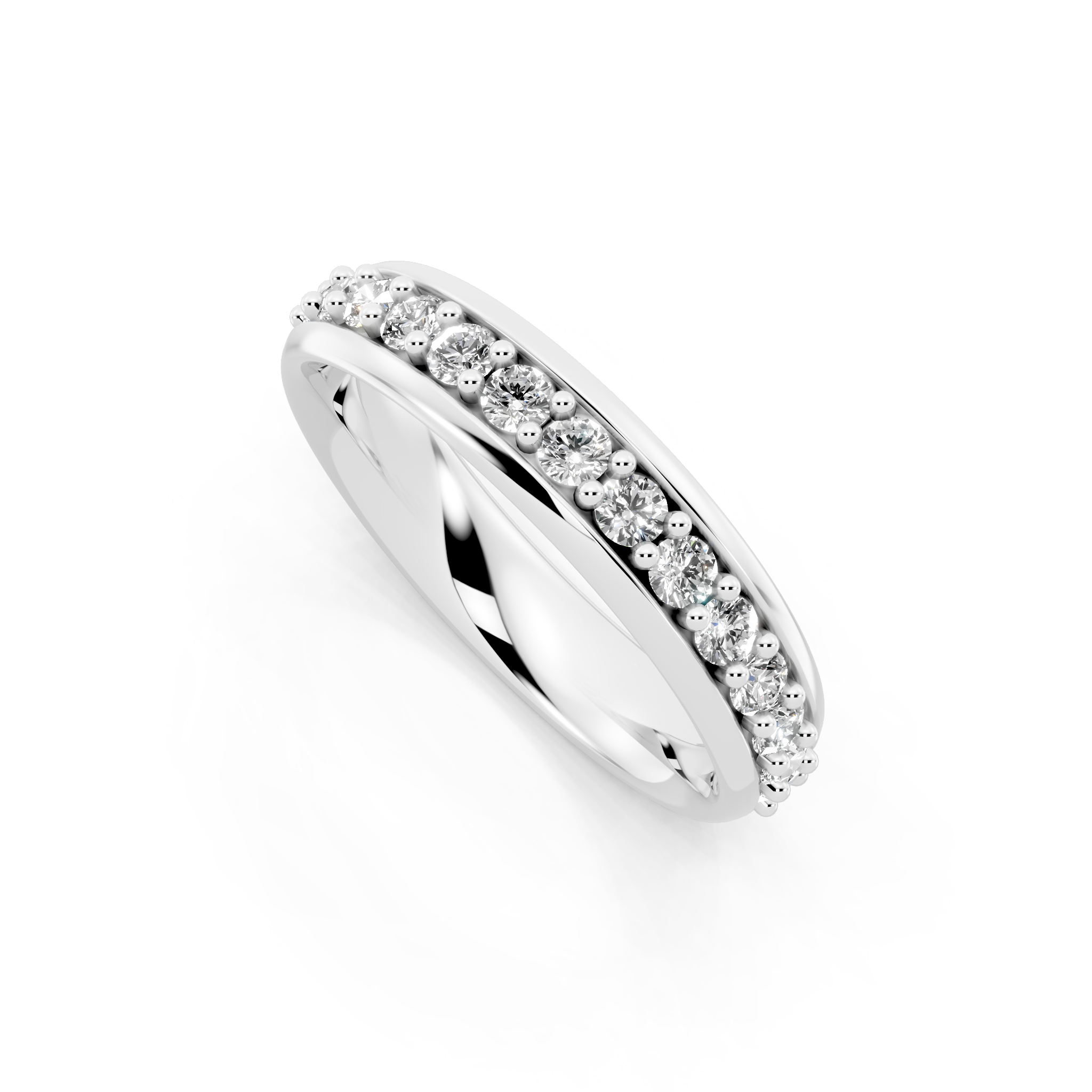 Modern Round Brilliant Lab Grown Diamond Cross Band Ring for Birthday Gift