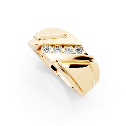 Aurelie Prism Ring for Him with Round Lab Created Diamond Accents