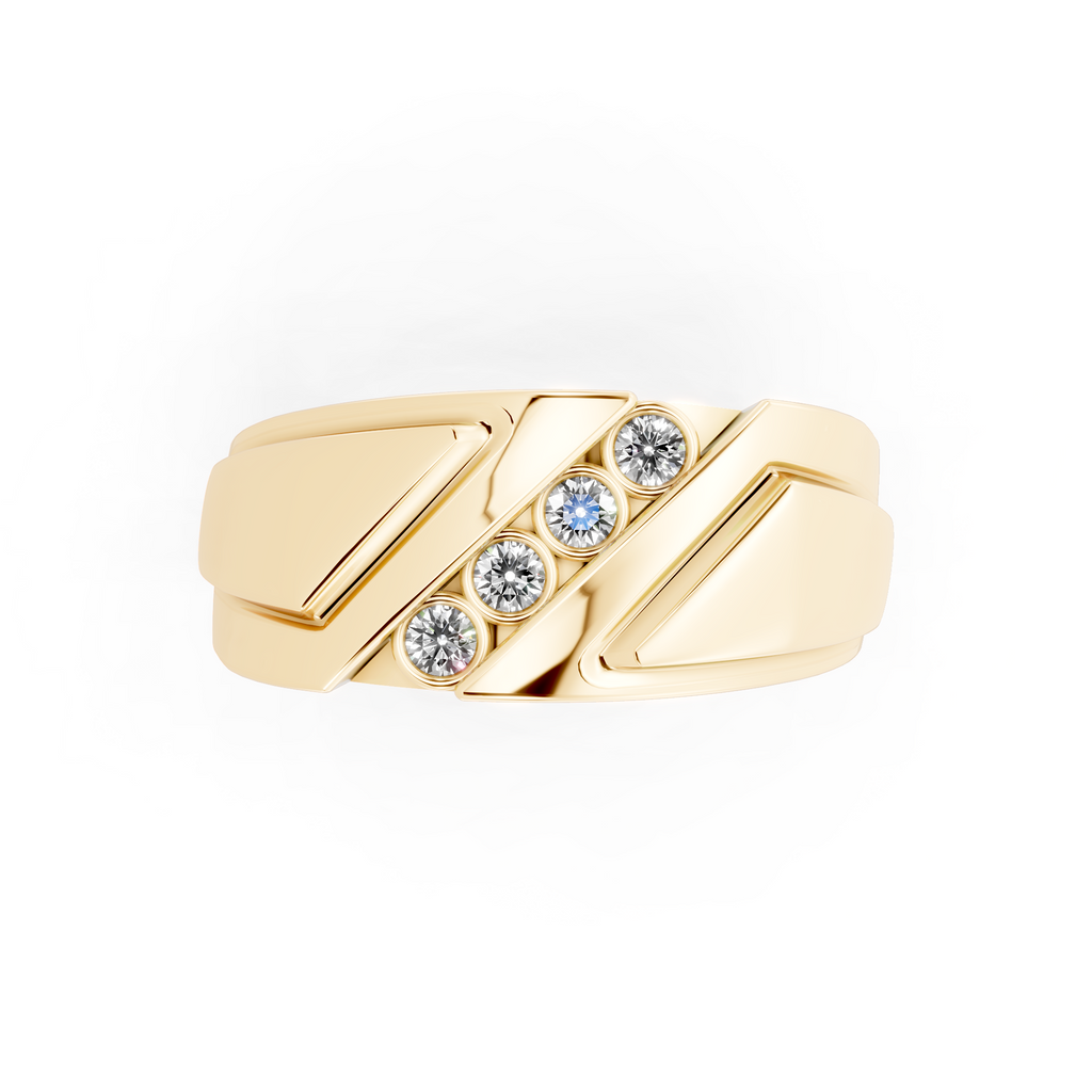 Aurelie Prism Ring for Him with Round Lab Created Diamond Accents