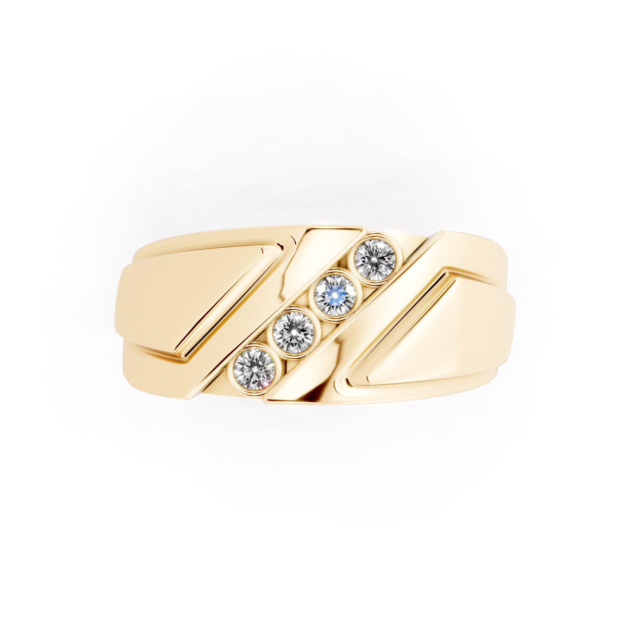 Aurelie Prism Ring for Him with Round Lab Created Diamond Accents