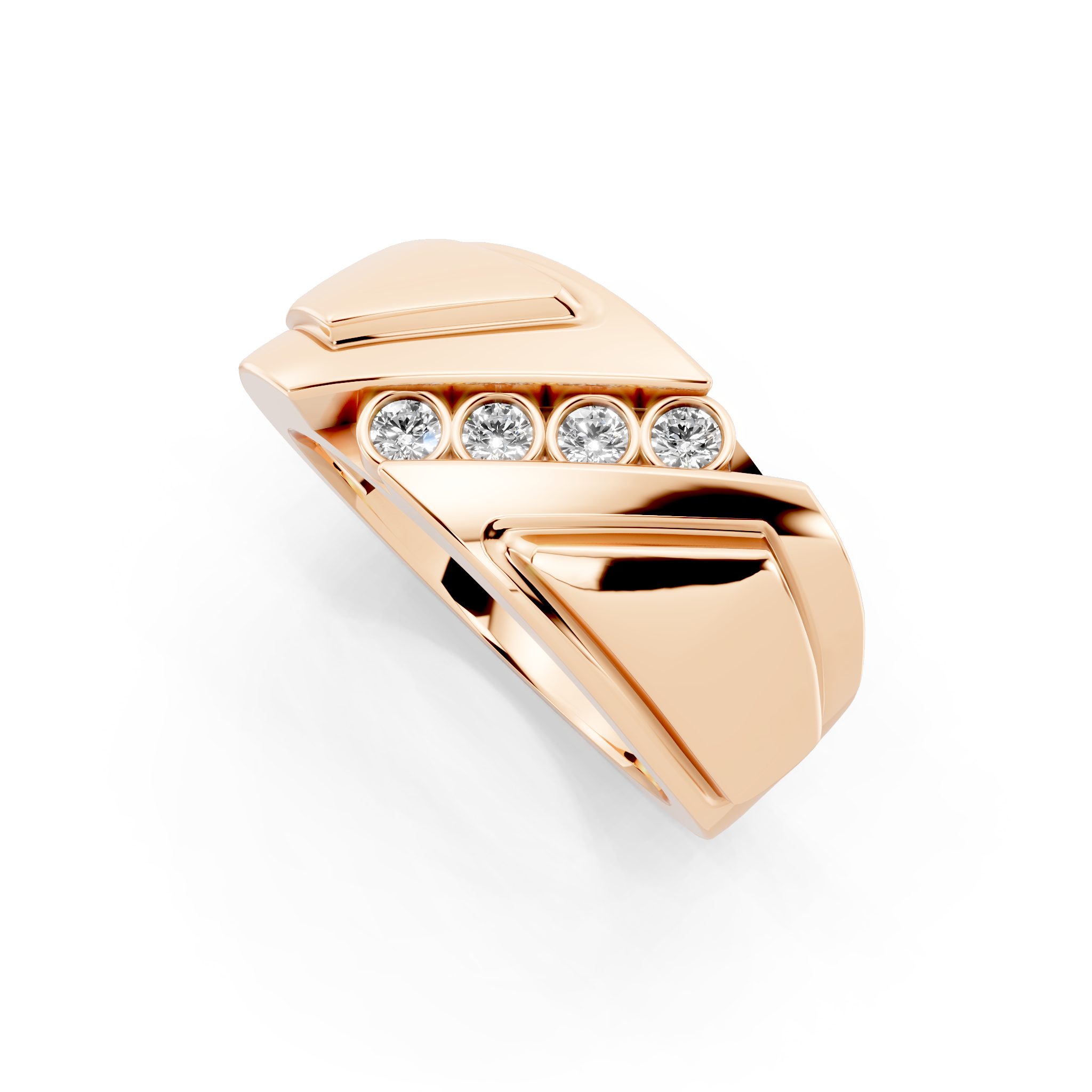 Aurelie Prism Ring for Him with Round Lab Created Diamond Accents